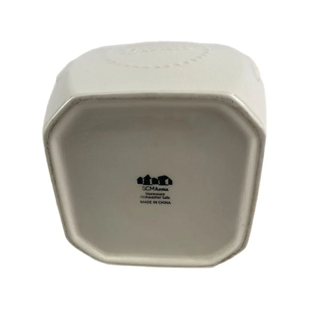 SCM Home Stoneware TREATS Jar (Cookie Jar) Off-white With Red Lid